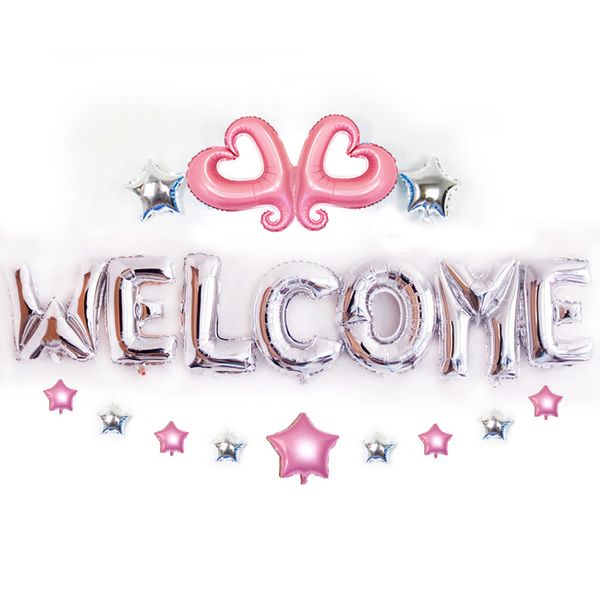 

pack of 20 welcome mylar balloons pack love heart star foil balloon set party decorations