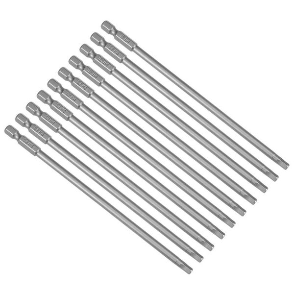 

uxcell 10pcs 150mm long 1/4" hex shank h4 hex screwdriver bits s2 high alloy steel