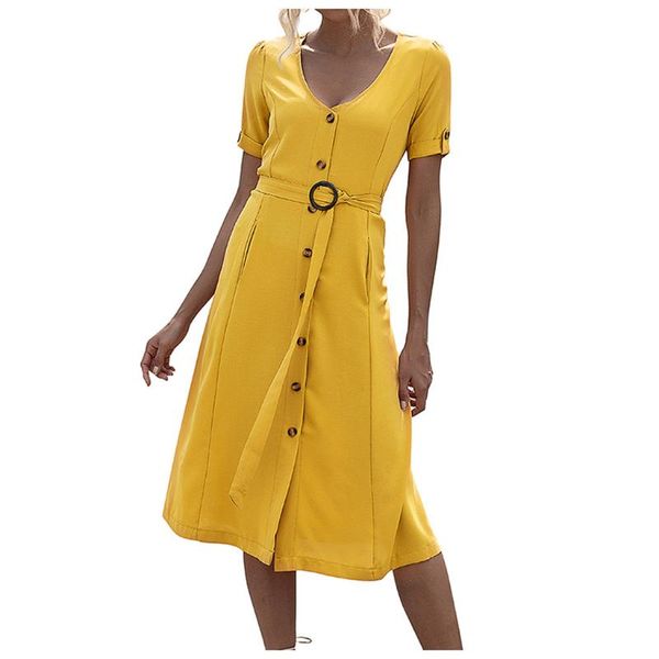 

jaycosin women striped maxi dress women's summer v neck short sleeve button solid striped party dress sundress summer mid-calf, Black;gray