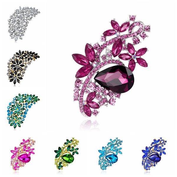 

enamel rhinestones blingbling crystal plant bamboo branches brooch pins for women fashion gifts for women, Gray
