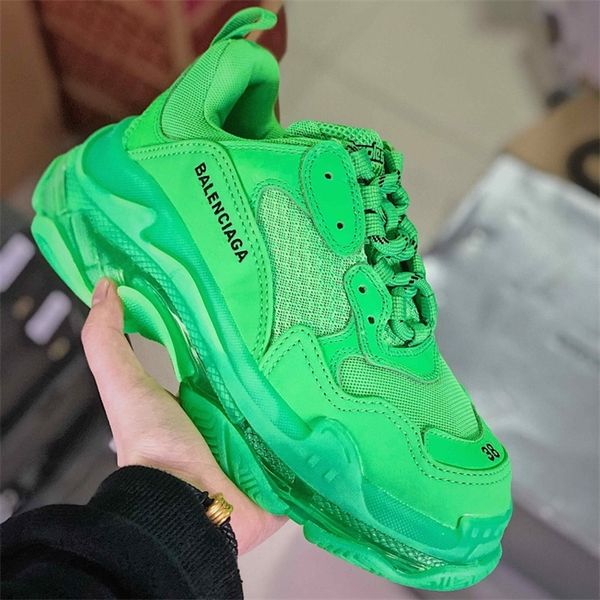 

2020 новый париж balenciaga тройной 3,0 мужчины женщины motocycle гонки тапки triple-s комбинация азота кристалл донные ретро папа обувь, Black