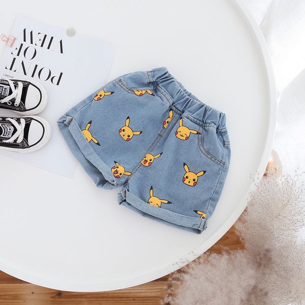 

baby shorts summer 2020 ins and children's wear jeans wear boys' and girls' cropped pants children's jeans ek057, Blue