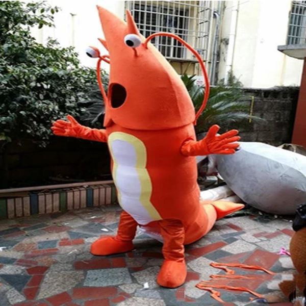 2019 Nuovo costume della mascotte dei gamberetti caldo della fabbrica Costume della mascotte degli animali dell'oceano Costumi dei gamberetti arancioni adulti Costumi dei cartoni animati Costumi pubblicitari