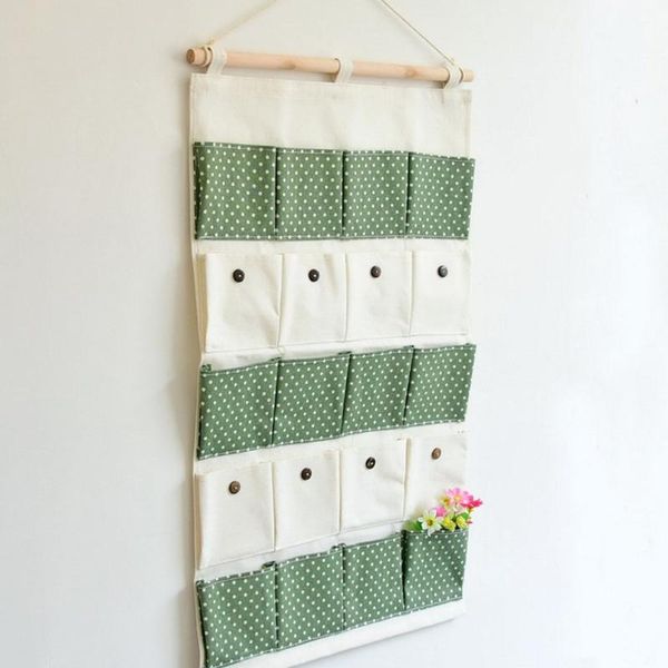 

20 pockets of cotton and linen hanging bags multi-layer wall hanging bag