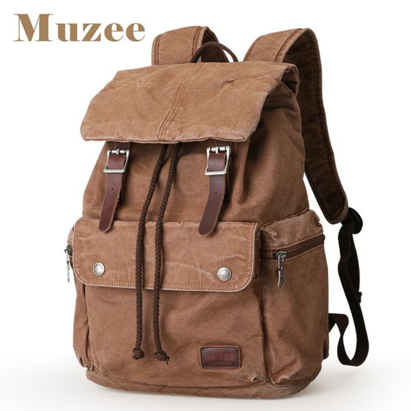 

muzee new backpack canvas high capacity men backpack 15.6 inches lapbag mochila suit weekend bags