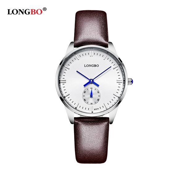 

longbo 2020 new men watches luxury brand leisure men wrist watch couple watch military quartz leather band waterproof 80070, Slivery;brown
