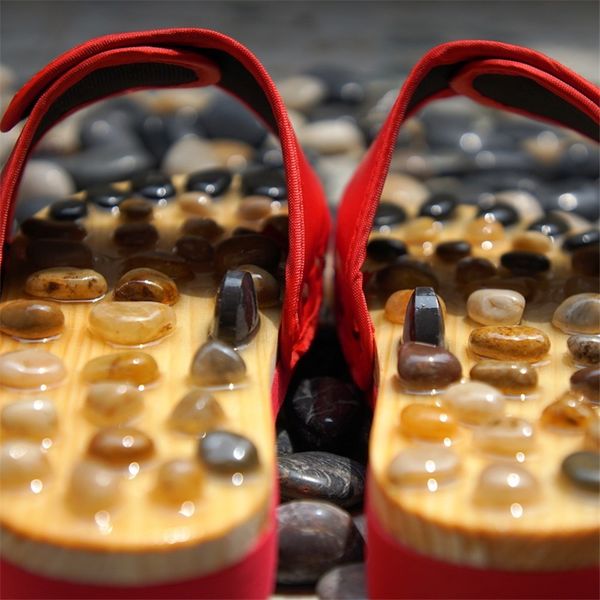 

massage slipper shoes chinese pedicure cobblestone accupressure foot acupoint men women healthcare house slippers, Black