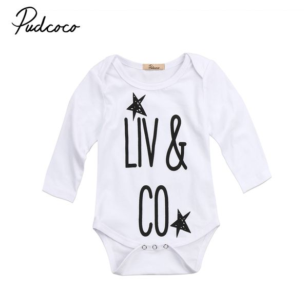 

2017 new newborn toddler infant baby boys girls letter white romper jumpsuit autumn baby clothes outfits, Blue