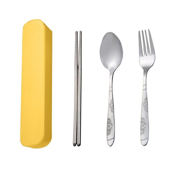 

restaurant lightweight dinnerware kitchen stainless steel tool tableware set camping fork spoon chopsticks with case travel