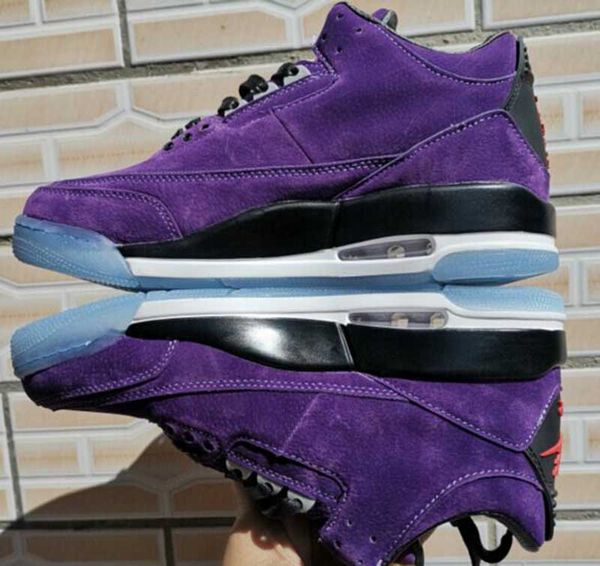 

new arrival purple fashion casual basketball shoes 3 mens 3s sports jogging sneakers size 40-47