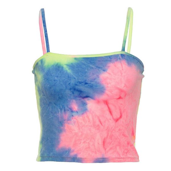 

new women ladies printed sleeveless strappy summer crop vest, White