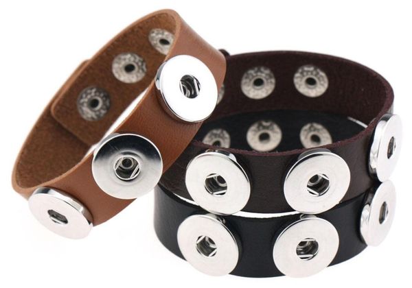 

new snap button bracelet&bangles 14 color pu leather bracelets for women 18mm snap button jewelry, Golden;silver