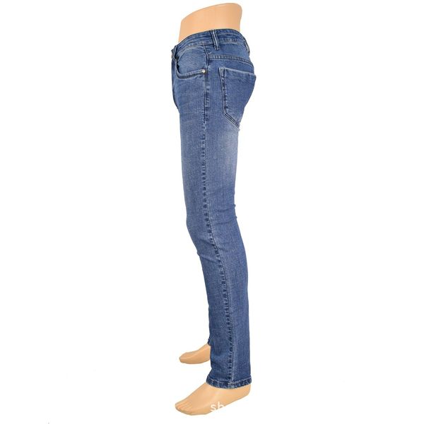 

2019 autumn elasticity thin men's jeans casual straight-leg trousers korean-style casual slim fit skinny pants, Blue
