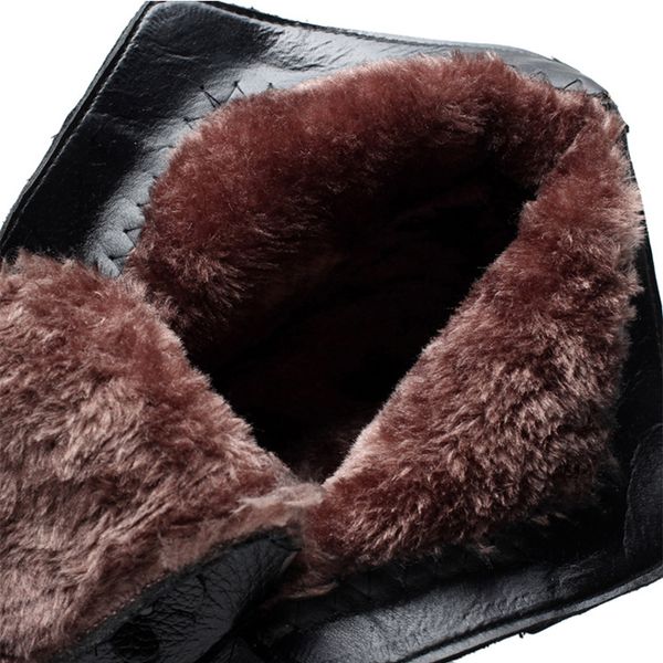 

large size 35-43 mom suitable winter ankle boots winter plush genuine leather shoes for women snow boots, Black