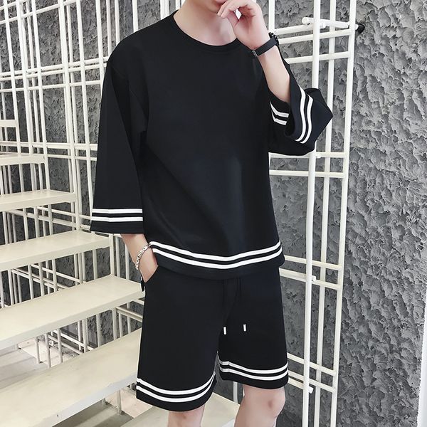 

loose two-piece summer short sleeve shorts youth leisure sports suit, Gray