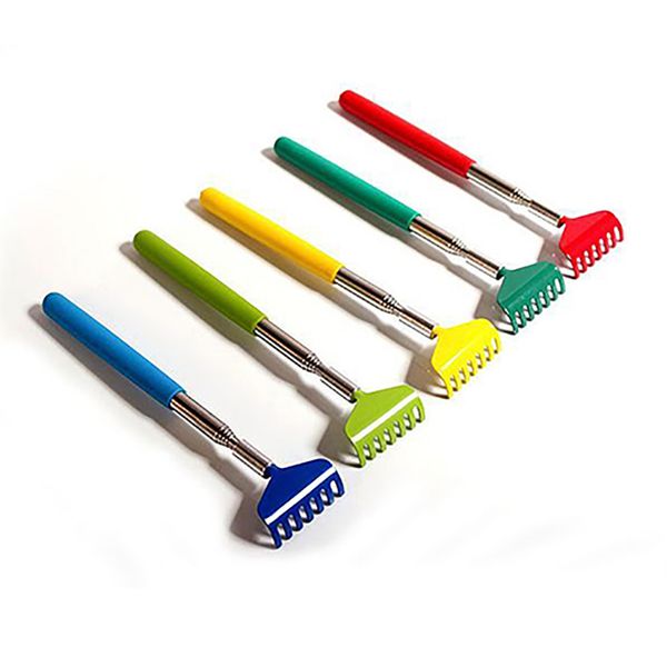 

stainless steel back scratcher telescopic portable adjustable size extend itch aid scratch tool with soft grip