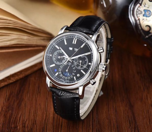 

luxury men's watch 5204p automatic movement super italian imported cowhide strap 42mm hardlex fashion sport mens wristwatches, Slivery;brown