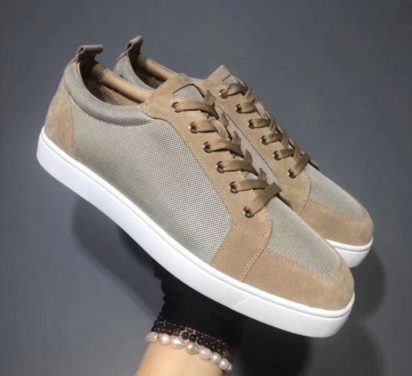 

designer sneakers red bottom spikes flat velours suede sneakers iron grey men trainers 100% real leather party shoes mn1896 l30, Black