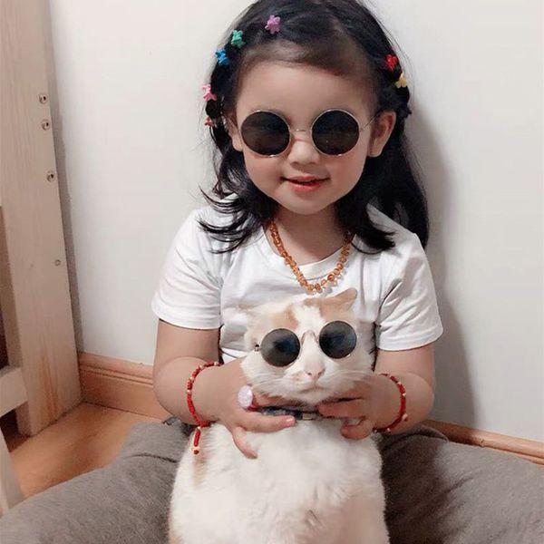

kids sunglasses brand little girl/boy baby child glasses goggles oculos uv400 small face retro black blue round, White;black