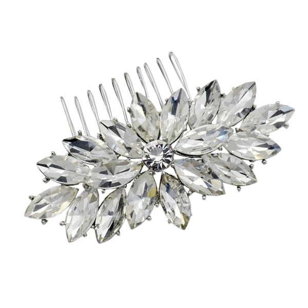 

2 inch marquise crystal diamante women jewlery comb hair accessory, Golden;white