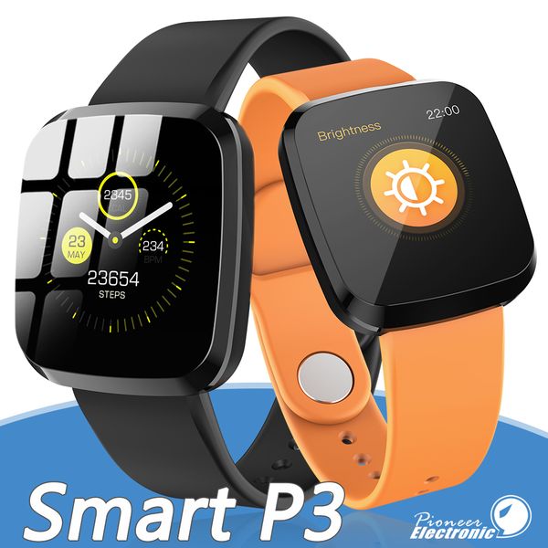 

p3 smart watch bracelet waterproof ip68 smart watch message reminder camera remote control for android smartphone