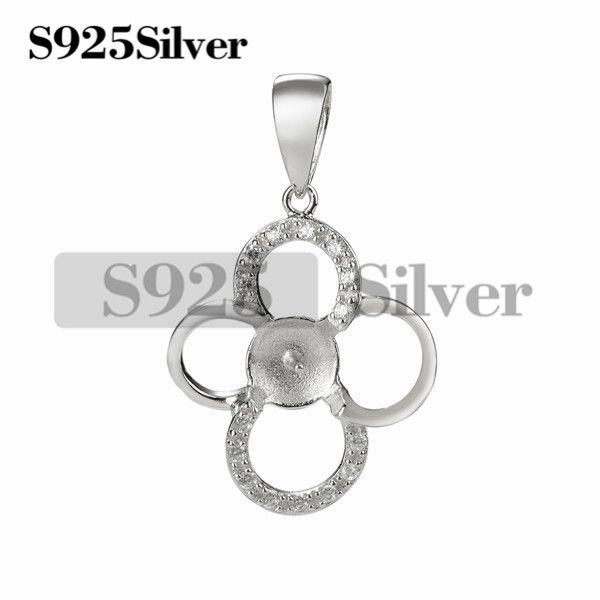 Ciondolo con montaggio di perle 925 spazi vuoti in argento sterling con zirconi cubici creazione di gioielli semi montati 5 pezzi