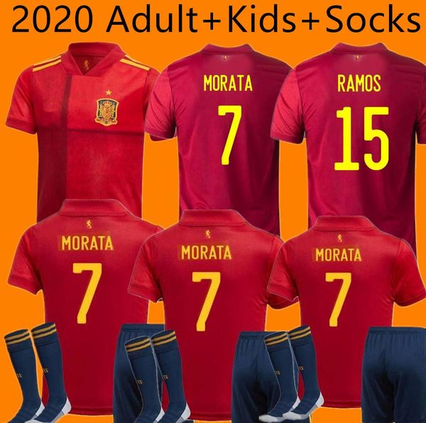 

19 20 Дети Kit Испания Футбол Трикотажные 2020 españa Мората RAMOS Sarabia RODRIGO Пако Алькасер Тьяго Иньеста Camisetas де Futbol