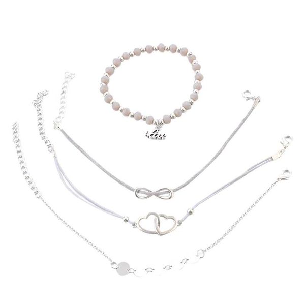 

personality women alloy bracelet sets letter love number 8 mixed bracelet, Black