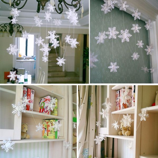 

silver snowflake shape paper garland christmas wedding decoration scene new year decor home decoration frozen party supplies 3m