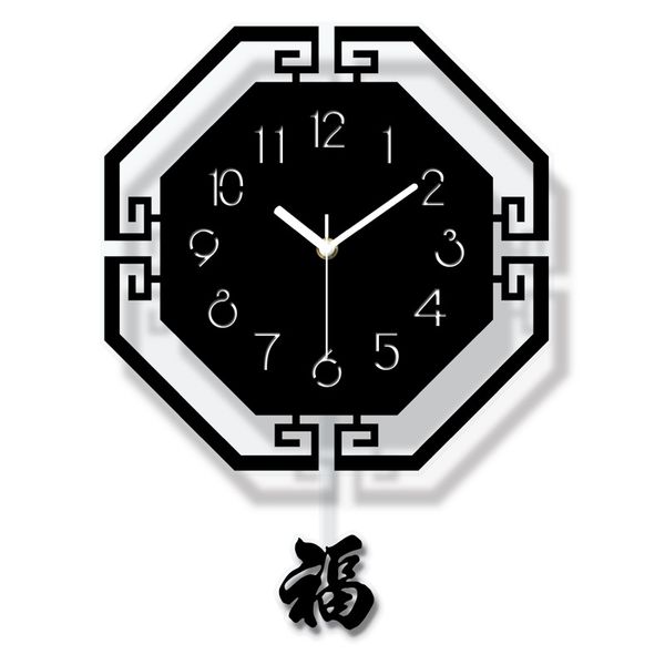 

1pcs wall clock chinese style decorative clocks home living room mute creative chinese art natural acrylic clock ing