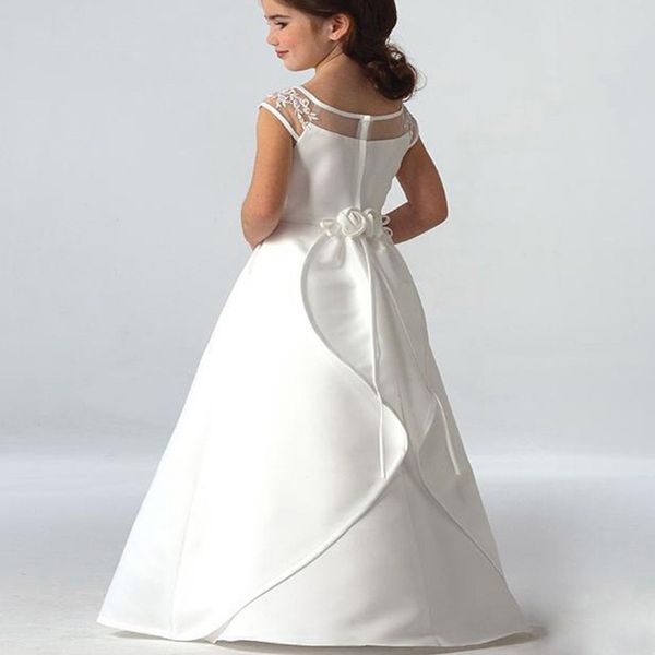 

elegant satin flower girl dresses appliques long princess party pageant first communion dresses, Red;yellow