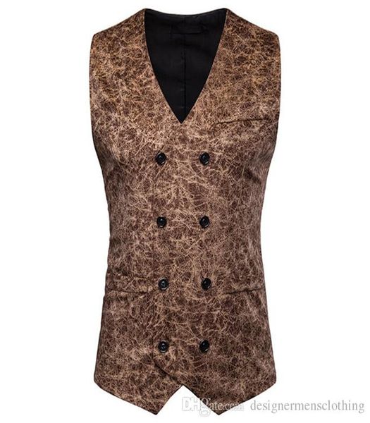 

leopard mens suit vests sleeveless casual mens outerwear with button male clothing, Black;white
