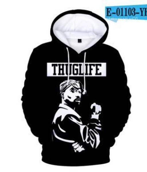 

sweatshirts 2pac rapper men hoodies 3d spring autumn fashion hooded 3d printed harajuku, Black