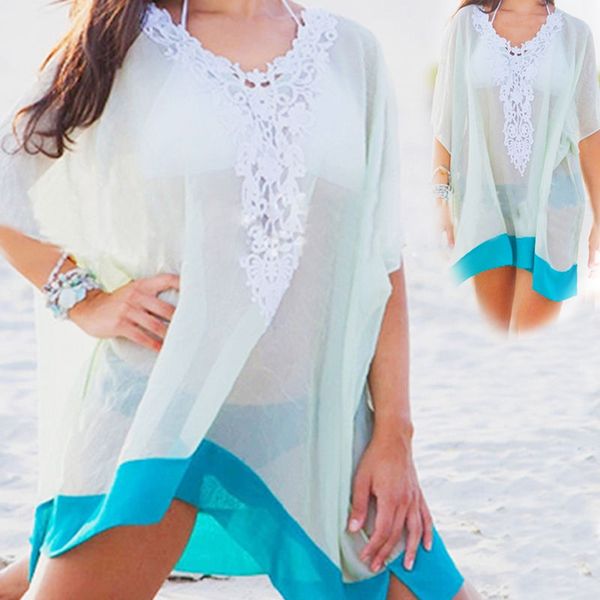 

new summer beach dress woman mesh v-neck bikini sarong beach wrap cover-up swimsuit beachwear tunic bathing suit cover ups, Blue;gray