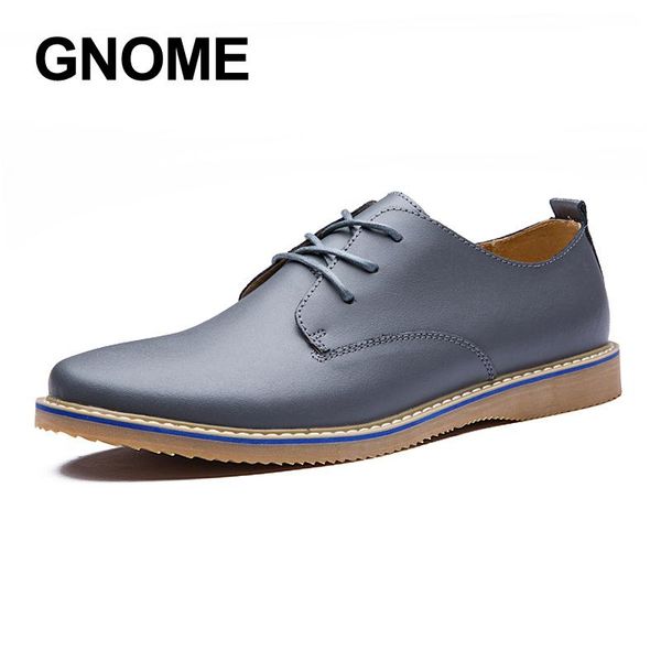 

gnome fashion oxford shoes men british style lace-up mens casual shoes round toe men flats genuine leather casual shoes men, Black