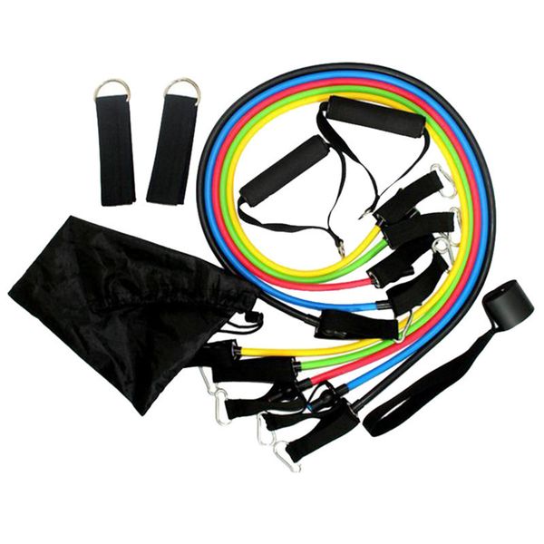 

11pcs latex resistance bands crossfit training exercise yoga tubes pull rope rubber expander elastic bands fitness bag