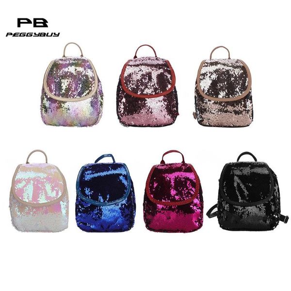 

women colorful sequins backpack pu leather school shoulder bag rucksacks