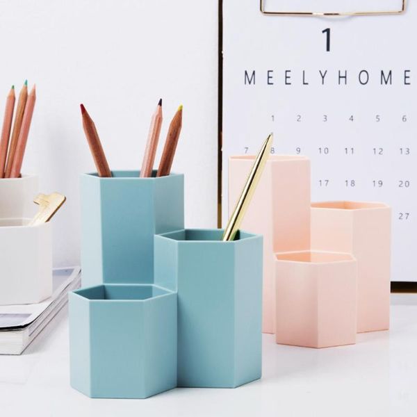

new ps cosmetics nail polish box makeup tools pen holder rack 3 lattices jewelry brush storage case for office desk stationery