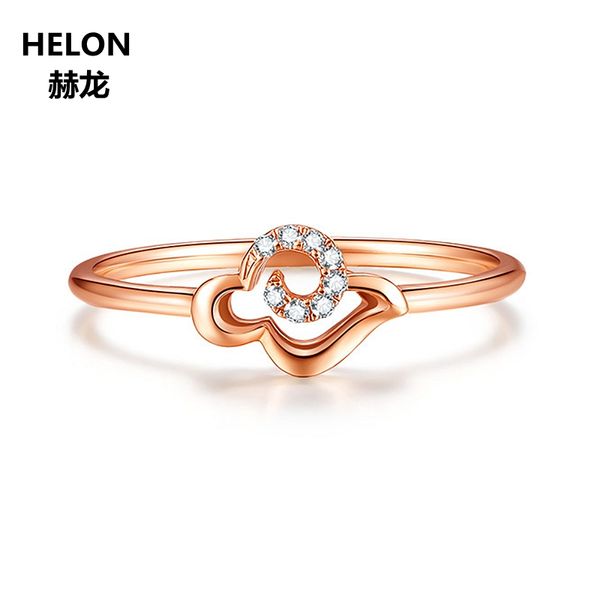 

solid 14k rose gold natural diamonds engagement wedding ring for women party anniversary band auspicious clouds trendy fine, Golden;silver