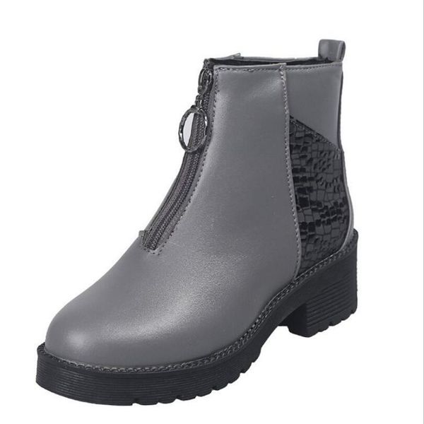 

lzj 2019 autumn and winter women's new women's boots comfortable square heel ankle boots women thick with fashion ankle, Black