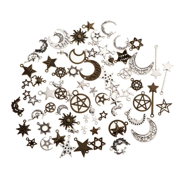 

100g assorted moon stars charms bulk pendant jewelry finding diy accessories, Black