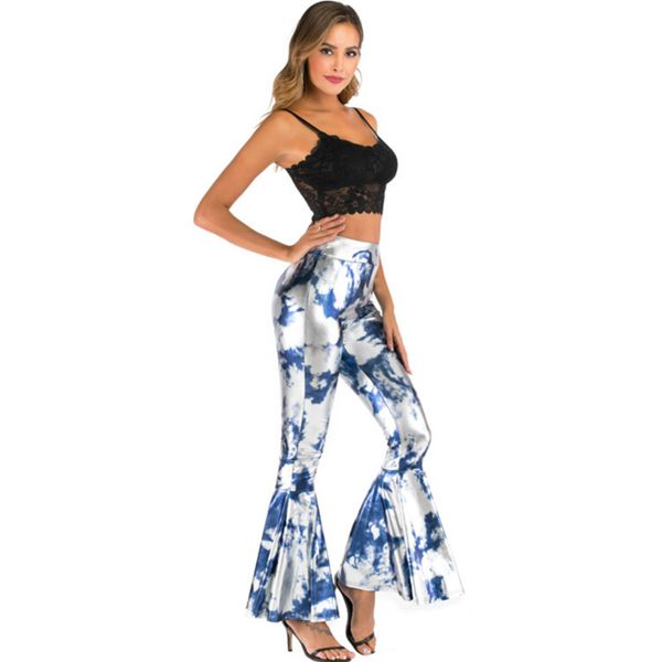 

ruffles pants women autumn high waist print fashion casual tight trousers female, Black;white