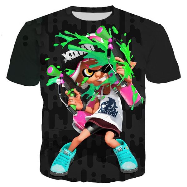 

новая мода мужчины / женщина новизна splatoon 2 серии забавная футболка с 3d-принтом повседневная футболка с коротким рукавом футболки и май, White;black