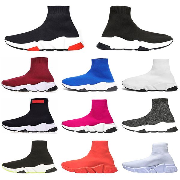 

париж speed ​​trainer люкс мужчины женщины boots flat носок обувь высшего качества дизайнер кроссовок тройной черный повседневная обувь mens, Black