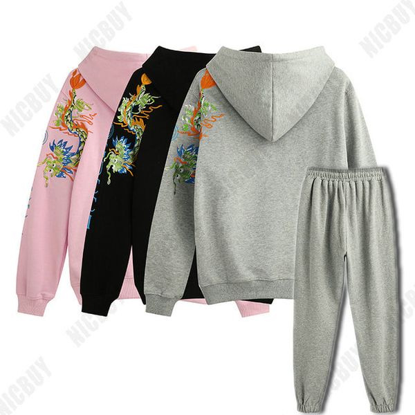 

fashion autumn casual designer brand mens baseball embroidery dragon striped letter pullover hoodies pants tracksuit sweatsuit sweatshirt, Gray