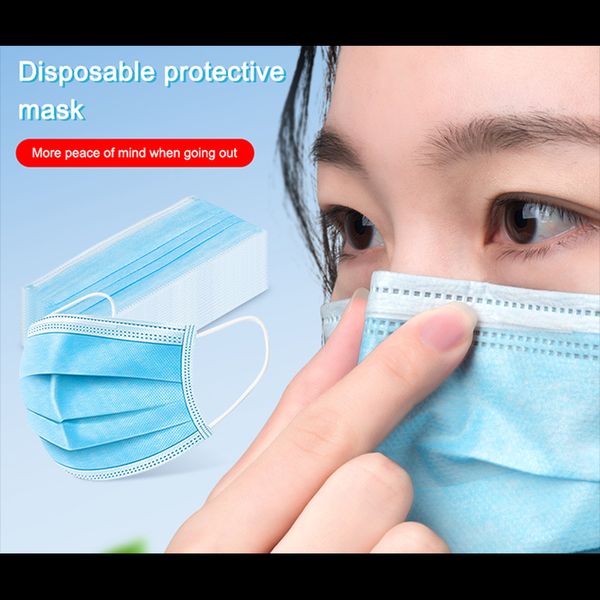 

disposable face mask 50pcs/pack 3-ply nonwoven disposable elastic mouth soft breathable personal face mask 4un2