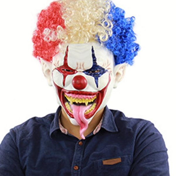 

explosion head big mouth long tongue clown mask halloween latex terrorist head cover bar dance props latex scary mask