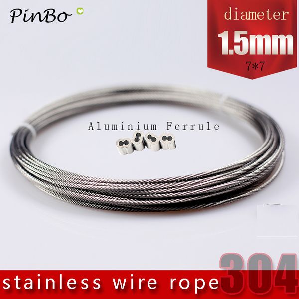 

50m 304 stainless steel wire rope alambre cable softer fishing lifting cable 7x7 structure 1.5mm diameter