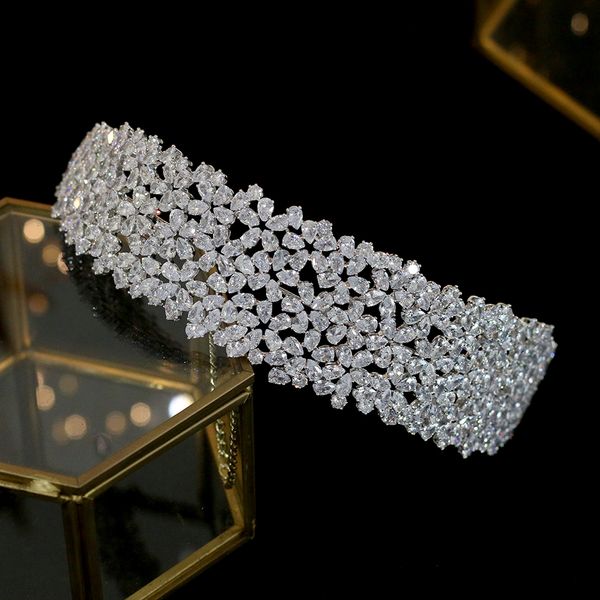 

luxury wedding hair accessories bridal princess headwear cubic zirconia crown wedding accessories tiara wedding accessories headpieces, Silver