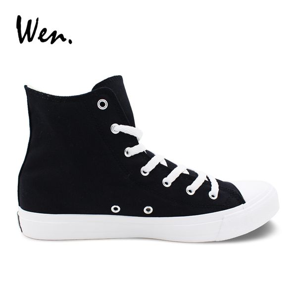 

Wen Men Women Casual Shoes Black White Canvas Shoes Unisex Sneakers High Top Lace Up Footwear Vulcanized Shoes Flat Big Size 49